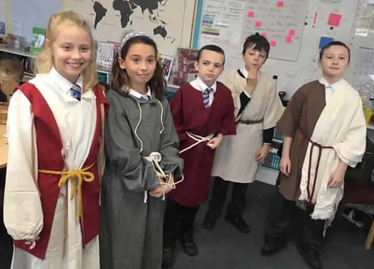Year 5 pupils dressing up as Anglo Saxons